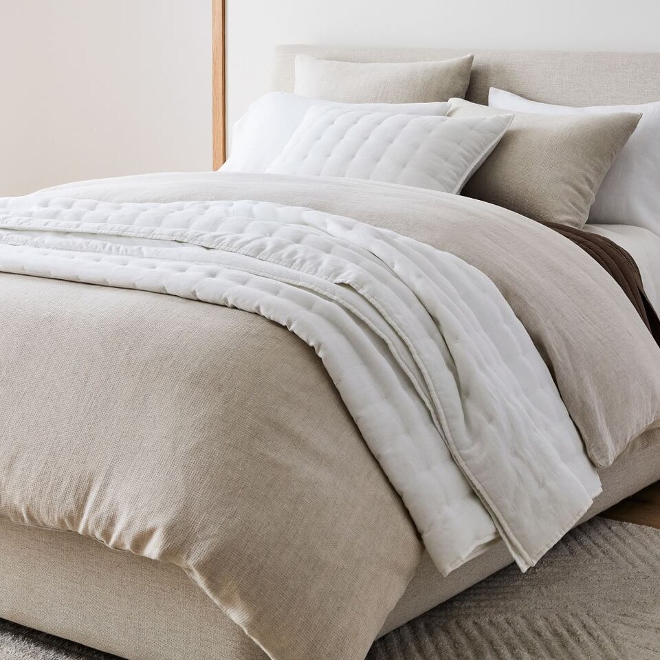 European Flax Linen Mini Waffle Quilt Cover & Pillowcases West Elm